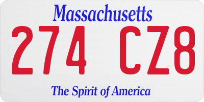 MA license plate 274CZ8