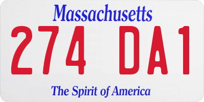 MA license plate 274DA1