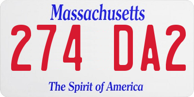 MA license plate 274DA2