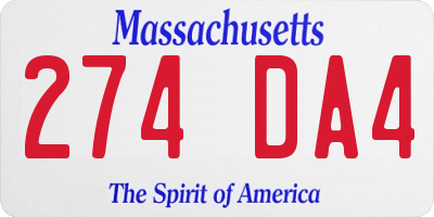 MA license plate 274DA4