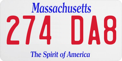 MA license plate 274DA8