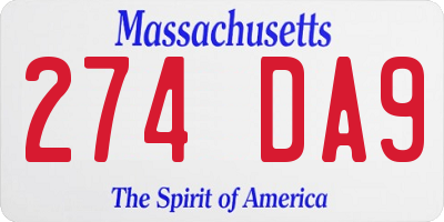 MA license plate 274DA9