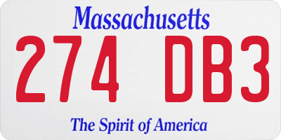 MA license plate 274DB3