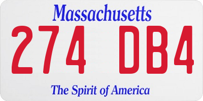 MA license plate 274DB4