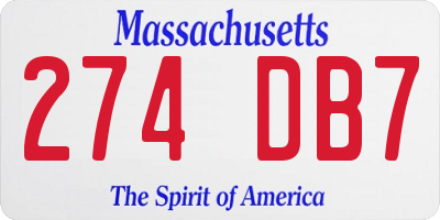 MA license plate 274DB7