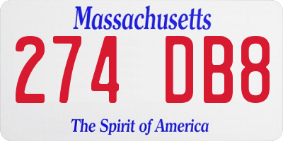 MA license plate 274DB8