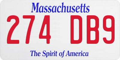 MA license plate 274DB9