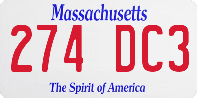 MA license plate 274DC3