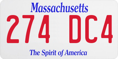 MA license plate 274DC4