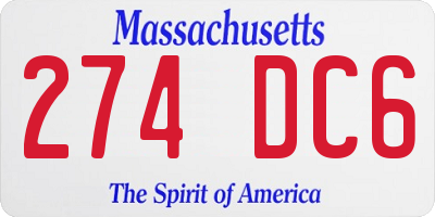 MA license plate 274DC6