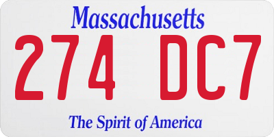 MA license plate 274DC7