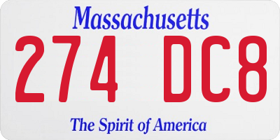 MA license plate 274DC8