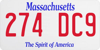 MA license plate 274DC9