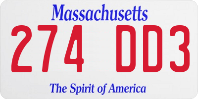 MA license plate 274DD3