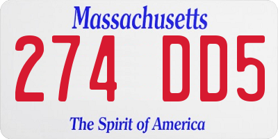 MA license plate 274DD5