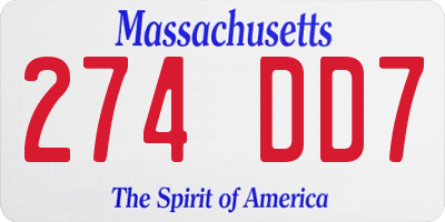 MA license plate 274DD7