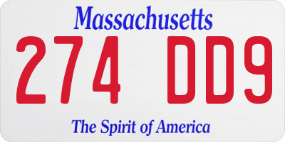 MA license plate 274DD9