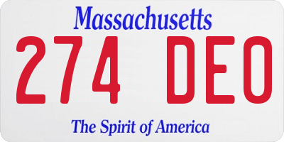 MA license plate 274DE0