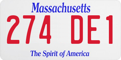 MA license plate 274DE1