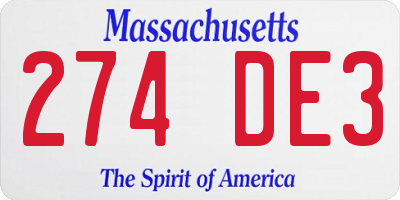MA license plate 274DE3