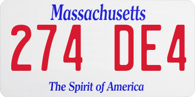MA license plate 274DE4