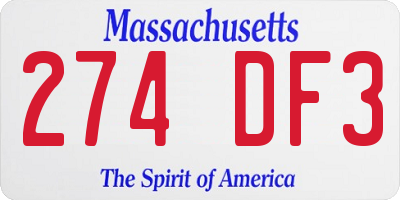 MA license plate 274DF3