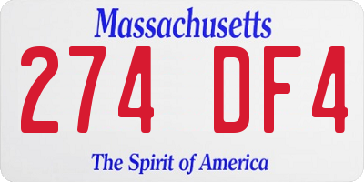 MA license plate 274DF4