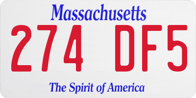 MA license plate 274DF5