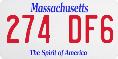 MA license plate 274DF6