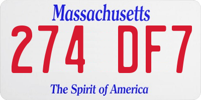 MA license plate 274DF7
