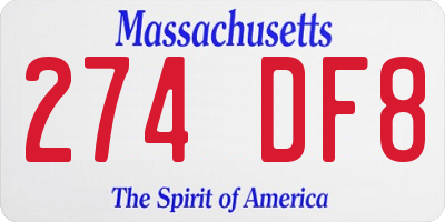 MA license plate 274DF8