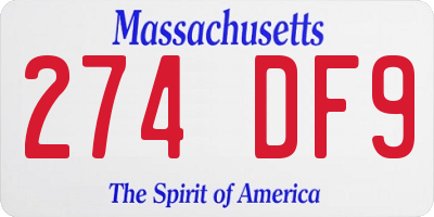 MA license plate 274DF9