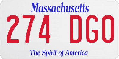 MA license plate 274DG0