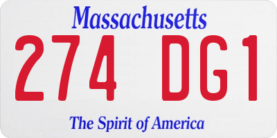 MA license plate 274DG1