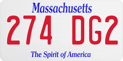 MA license plate 274DG2
