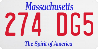 MA license plate 274DG5