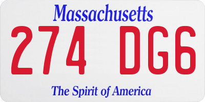 MA license plate 274DG6