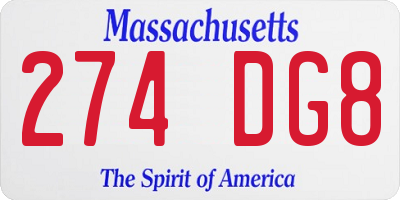 MA license plate 274DG8