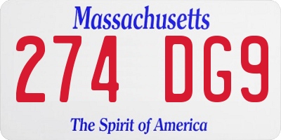 MA license plate 274DG9