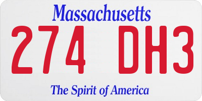 MA license plate 274DH3