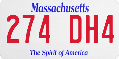 MA license plate 274DH4
