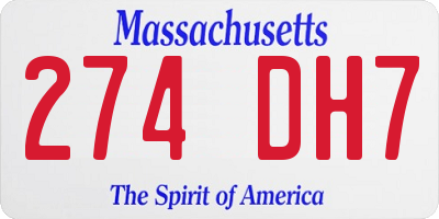 MA license plate 274DH7