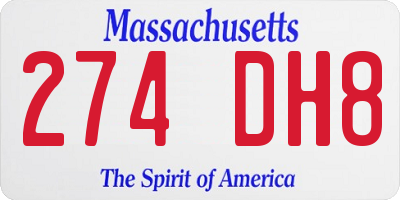 MA license plate 274DH8
