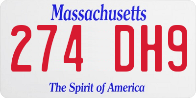 MA license plate 274DH9