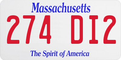 MA license plate 274DI2