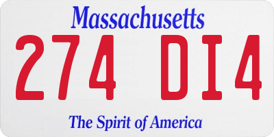 MA license plate 274DI4