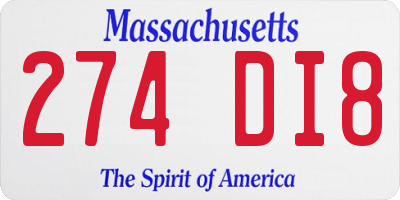 MA license plate 274DI8