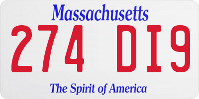 MA license plate 274DI9