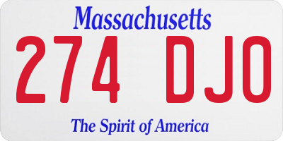 MA license plate 274DJ0