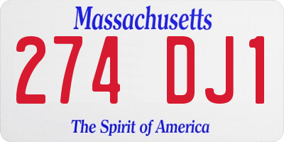 MA license plate 274DJ1